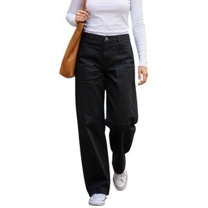 VELVET by Graham & Spencer Black Brylie Sanded Twill Utility Pants, Size 8